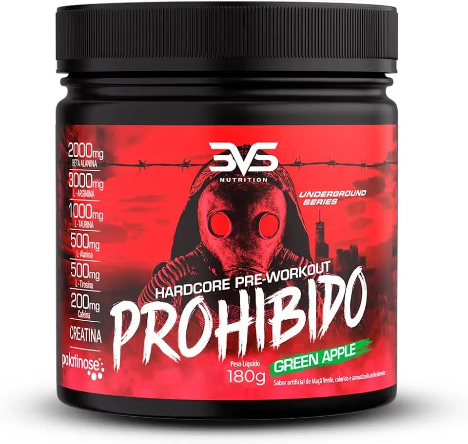 3VS Nutrition Pré Treino Prohibido 180g Sabor Maça Verde