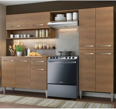 Cozinha Compacta Madesa Emilly Pop Com Armário e Balcão - Rustic