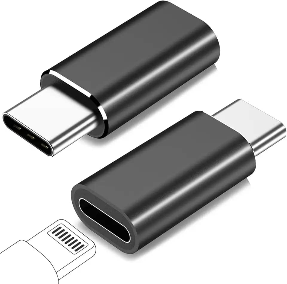 Adaptador Lightning fêmea para USB C macho para iPhone 16 15 Pro Max Plus, para iPad Air, para Samsung, suporta carregamento rápido PD de 27W e transferência de dados, cabo conector de carregador
