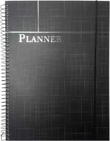 Planner de Organização e Produtividade | Gerenciamento Diário de Tarefas, Metas e Finanças | Capa Dura com Elástico, 96 Folhas | Ideal para Estudos, Trabalho e Rotina Pessoal | Cores: Preto, Azul, Cinza e Rosa (Planner Preto)