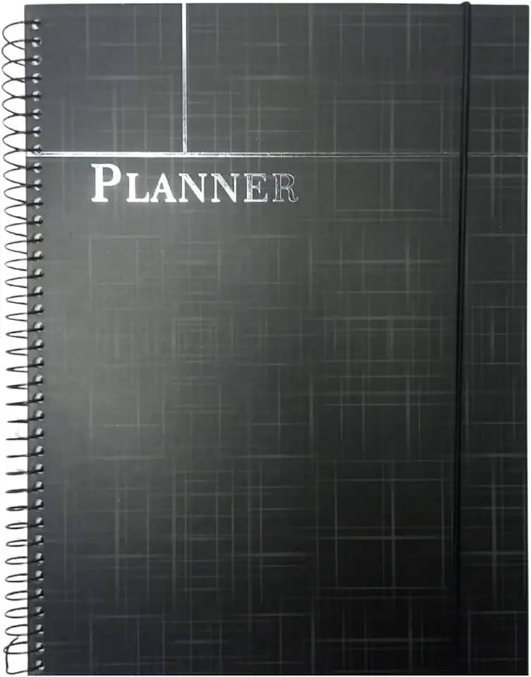 Planner de Organização e Produtividade | Gerenciamento Diário de Tarefas, Metas e Finanças | Capa Dura com Elástico, 96 Folhas | Ideal para Estudos, Trabalho e Rotina Pessoal | Cores: Preto, Azul, Cinza e Rosa (Planner Preto)