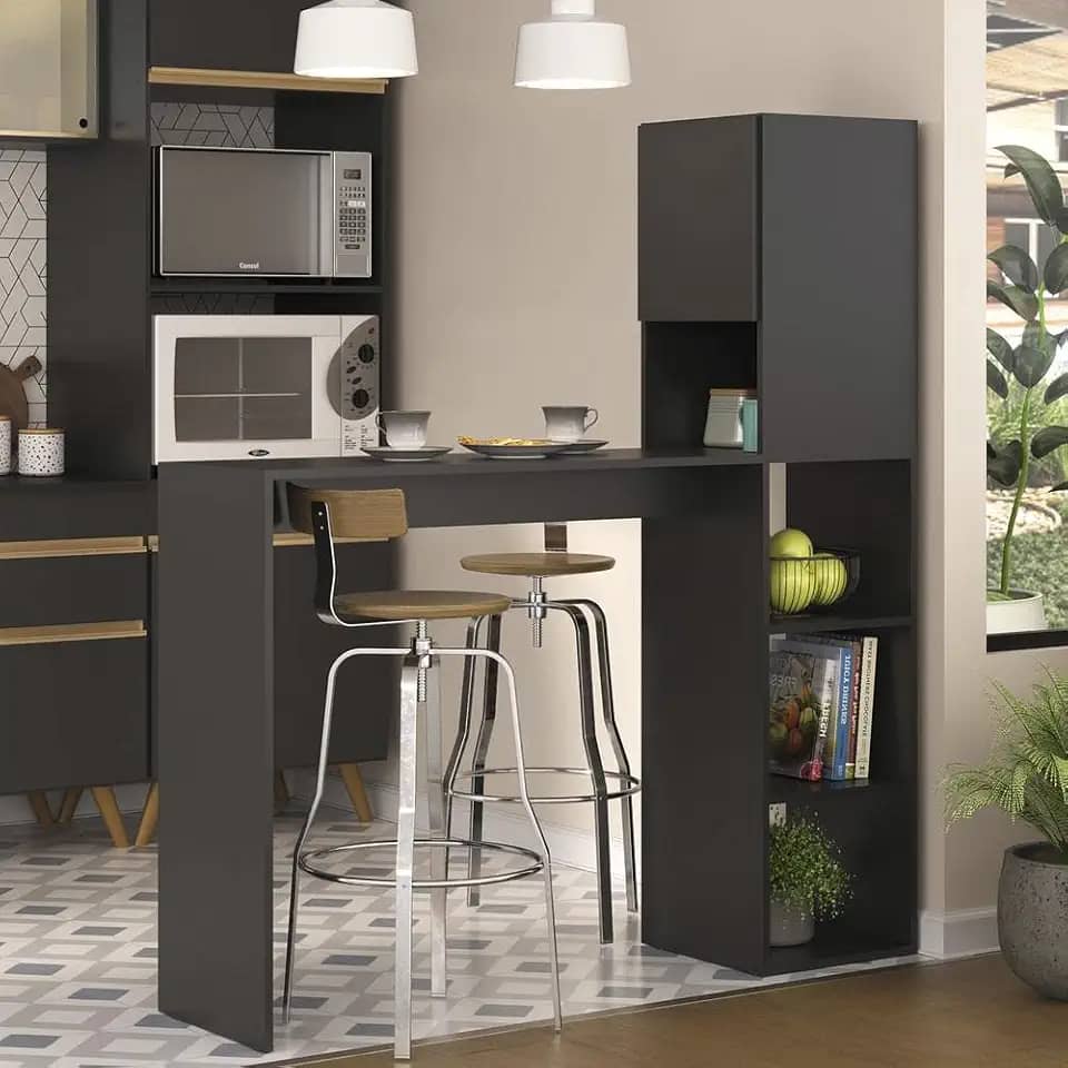 Armário de Cozinha com 1 Porta e Mesa/bancada Mp6004 Multimóveis Preto