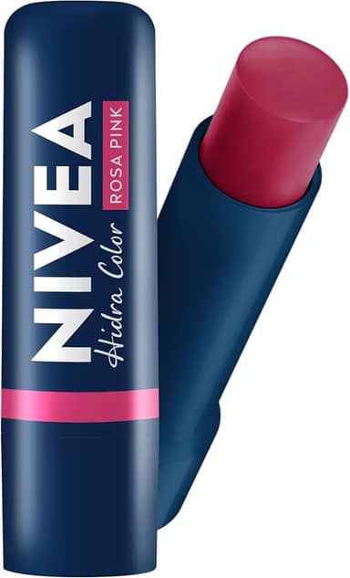 NIVEA Hidratante Labial Hidra Color 2 em 1 Rosa Pink 4,8g - Combina cor intensa e hidratação enriquecida com Manteiga de Karité, Óleo de Amêndoas orgânico e Vitamina E