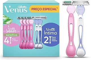 1 Kit Gillette Venus Suave, Aparelho de Depilação Descartável com Aloe, 4 Uds + Gillette Venus Íntima, Aparelho de Depilação Íntima Feminino Descartável, 2 Uds
