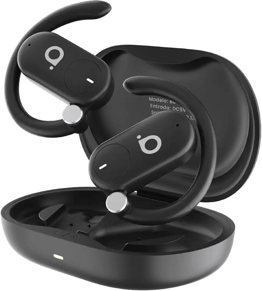 Fone de Ouvido Bluetooth 5.4 Hi-Fi, Chamadas de Voz, Cancelamento de Ruído ENC, IPX5, 100h Standby, Ideal para Corrida e Exercícios (Preto)