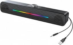 Caixa de Som PC RGB Speaker USB com Controle de Volume - Soundbar USB 6W Estéreo para Computador e Notebook