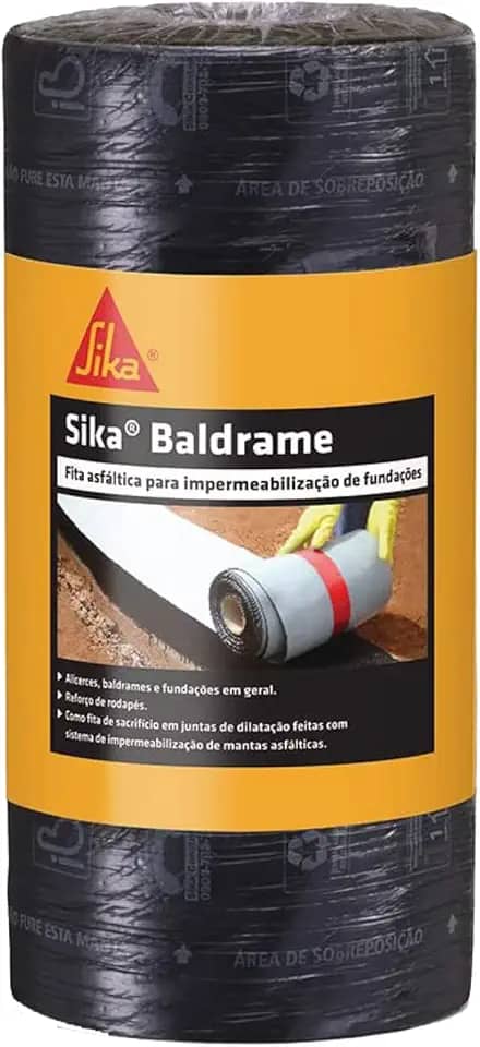 Sika - Fita asfáltica autoadesiva - Sika Baldrame preto - Impermeabilização - Baldrames e fundações - Fácil aplicação - 30cm x 10m