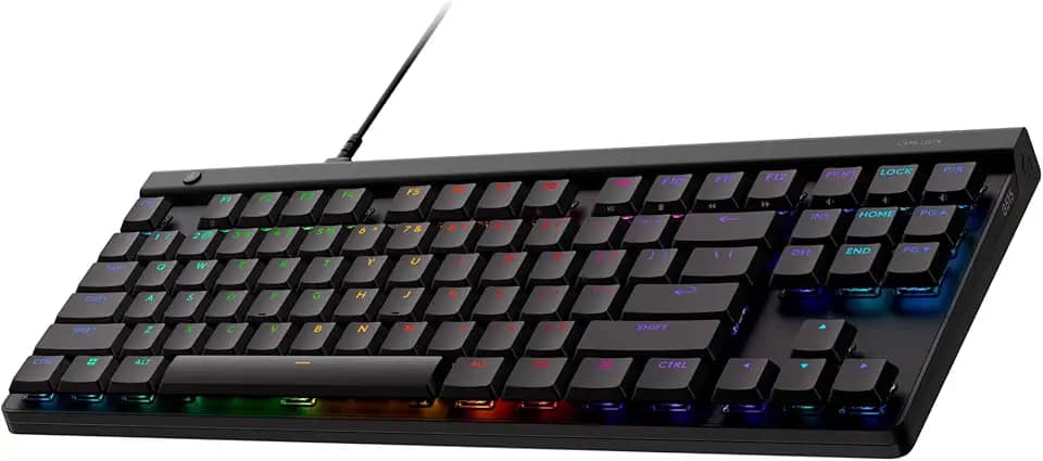 Logitech G Teclado para jogos de baixo perfil com fio 515 TKL, RGB totalmente personalizável, teclas PBT de tiro duplo, interruptores táteis/marrons - preto