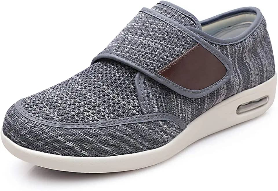 Tênis masculino de caminhada para diabéticos, alça ajustável, confortável, larguras largas, fácil de colocar e tirar com 3 pares de palmilhas de substituição para suporte para idosos inchaço nos pés