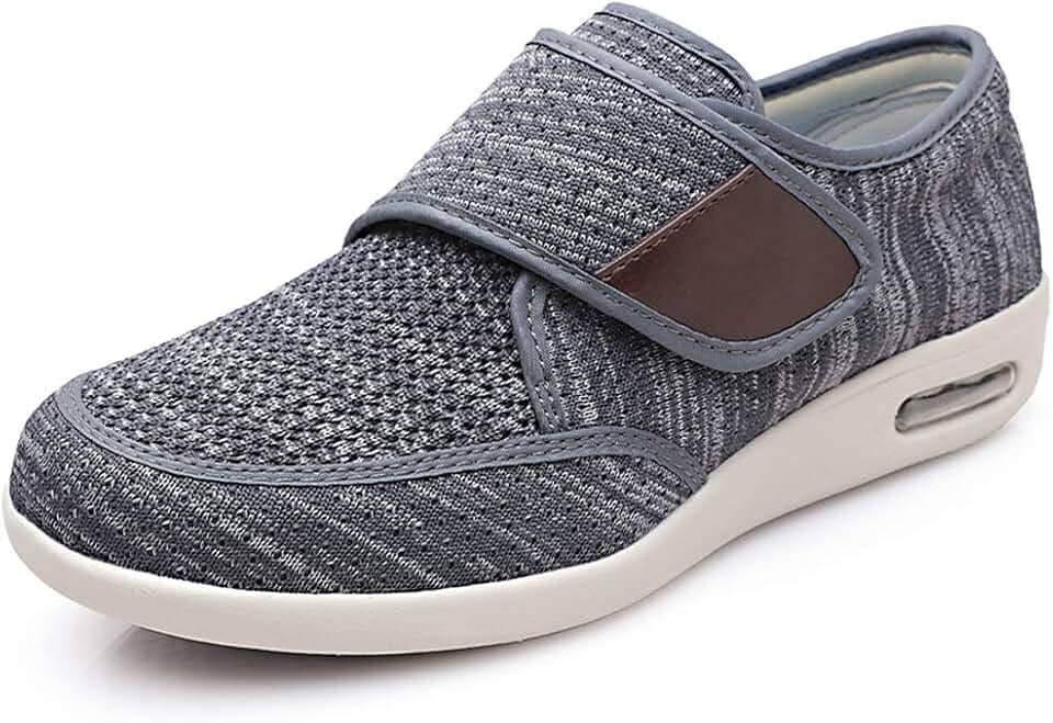 Tênis masculino de caminhada para diabéticos, alça ajustável, confortável, larguras largas, fácil de colocar e tirar com 3 pares de palmilhas de substituição para suporte para idosos inchaço nos pés