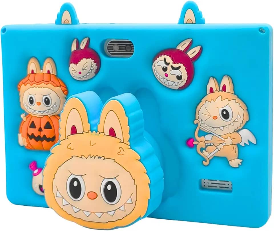 Tablet Infantil Kids E15 Tela 7" IPS 128GB / 8GB RAM Bateria 4000 mAh, Câmera 8MP, Android 12 com Capa Silicone e Alça para Entretenimento e Jogos (Azul)