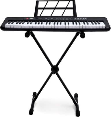 Kit Teclado Musical Kobe KB-150 BK Preto 5/8 61 Teclas Com Suporte em X e Fonte