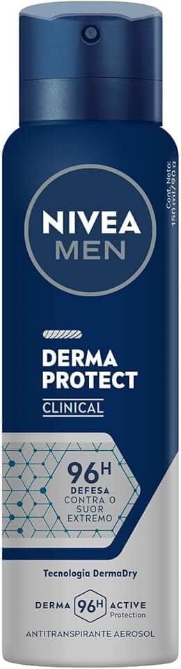 NIVEA MEN Desodorante Antitranspirante Aerossol Derma Protect Clinical 150ml - 96h de defesa contra o suor extremo
