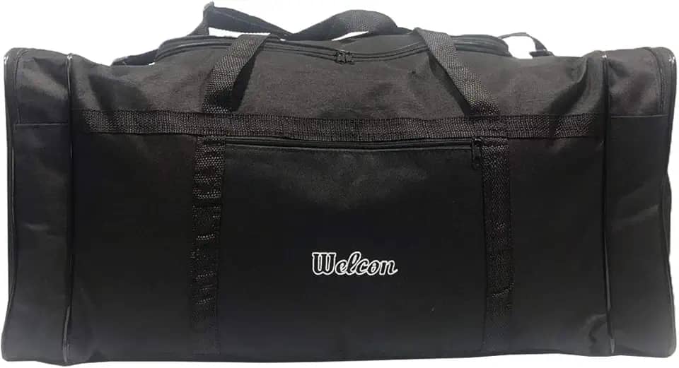 Welcon Bolsa de Viagem Super Grande Reforçada com 4 Compartimentos e Alças Ajustáveis Preta