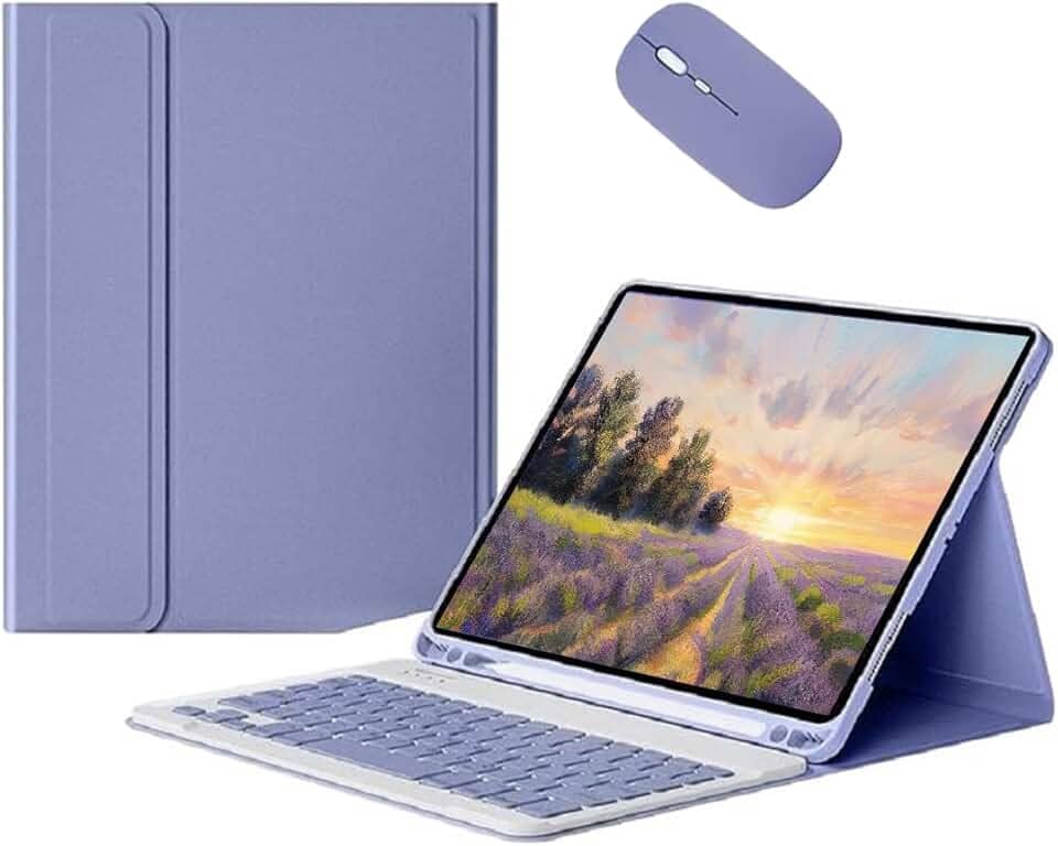 Capa Tablet + Teclado Removível + Mouse Para Samsung S6 Lite 10.4 Polegadas P613/P619/P610/P615 (Lavender Grey, Teclado comum)