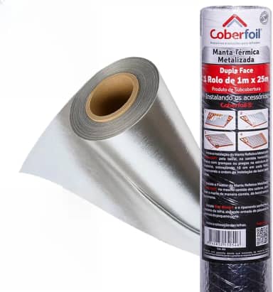 Manta para Isolante Térmico Telhado Instalada como Subcobertura e Forro para Telhas 1mx25m² Construção Reforma Economia de Energia Ambiente Confortável Anti Goteiras Reduz Temperatura