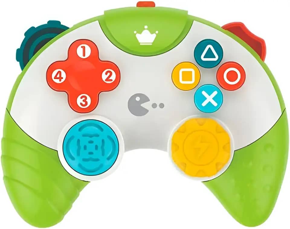 Controle de Videogame Infantil Interativo, 15 x 12 cm, Sons e Luzes, Brinquedo Educativo para Bebês +18 Meses