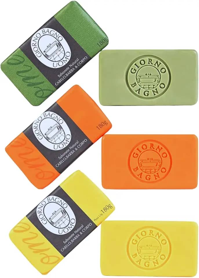 Kit 03 Un. Sabonetes Em Barra Puro Vegetal Giorno Uomo