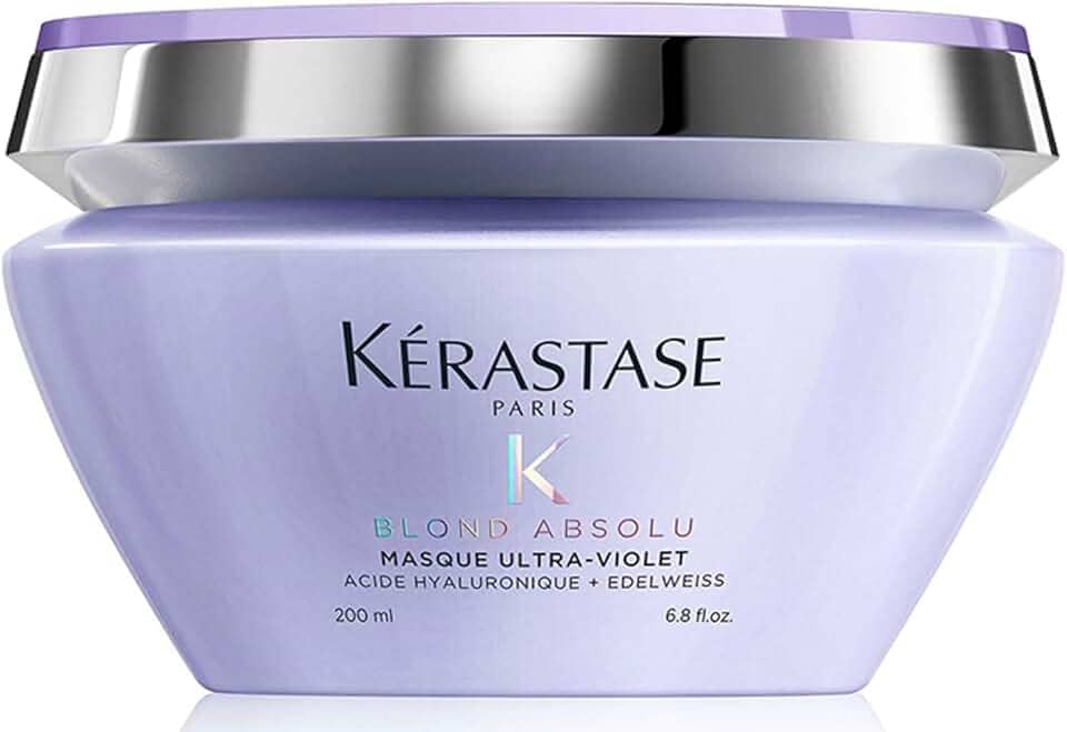 Kérastase Máscara Blond Absolu Masque Ultra-Violet, Cabelos loiros, descoloridos, Hidratação, neutraliza os tons amarelados, Ácido Hialurônico, Flor de Edelweiss, 200 ml