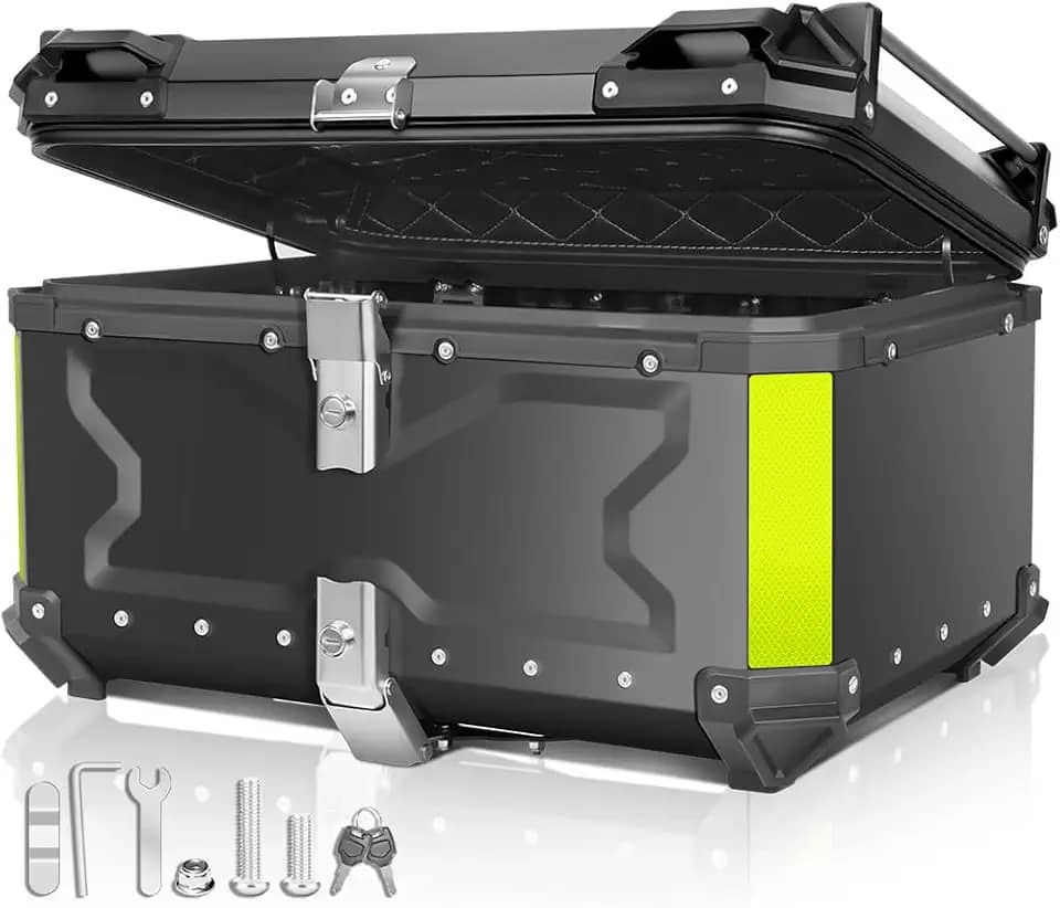 Wulnar Baú para Moto, Baú de Alumínio 65L, Modelo Universal, Alto Volume