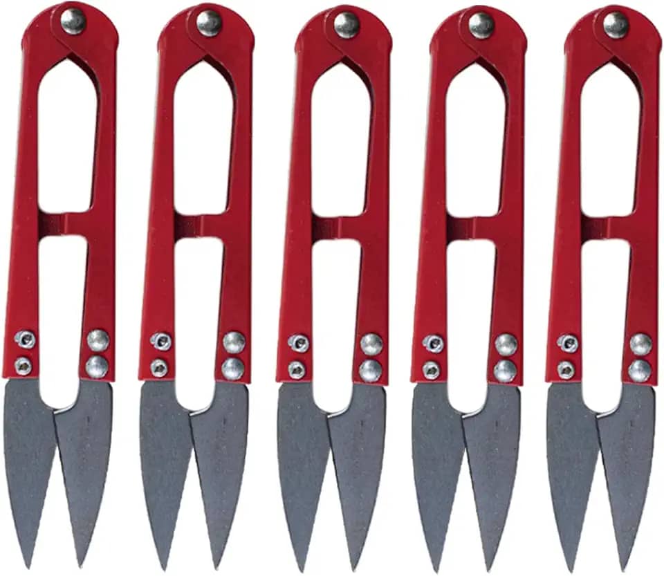 KIT 5 TESOURAS DE METAL COLORIDA PARA PODAR COSTURA LINHA ARREMATE (Vermelho)
