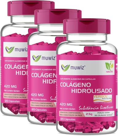 Colágeno Verisol Peptídeos Biotivos 420 mg 120 Cápsulas - Kit 3 Frascos