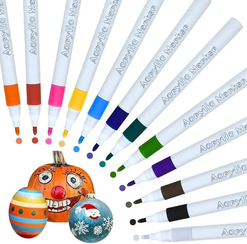 Canetinhas De Pintura De Tinta Acrílica Kit 12 cores, Caneta Acrilica Para Madeira, Vidro, Cerâmicas, Artesanato, Tecido, Plástico, Marcador Acrilico para Pintura, Acrylic Markers