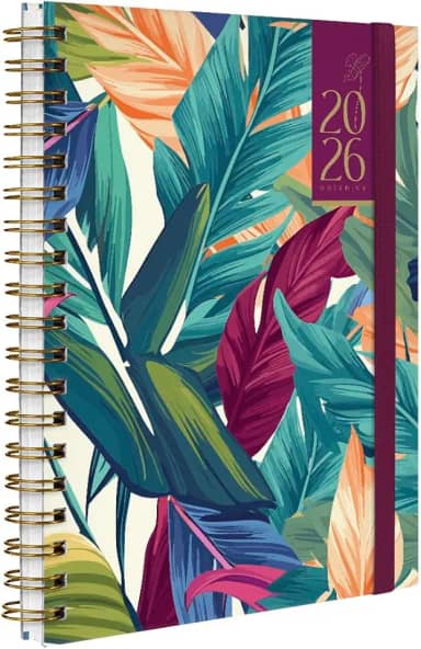 Agenda Planner Semanal 2026 Plus Botanics Tropical Leaves Vinho