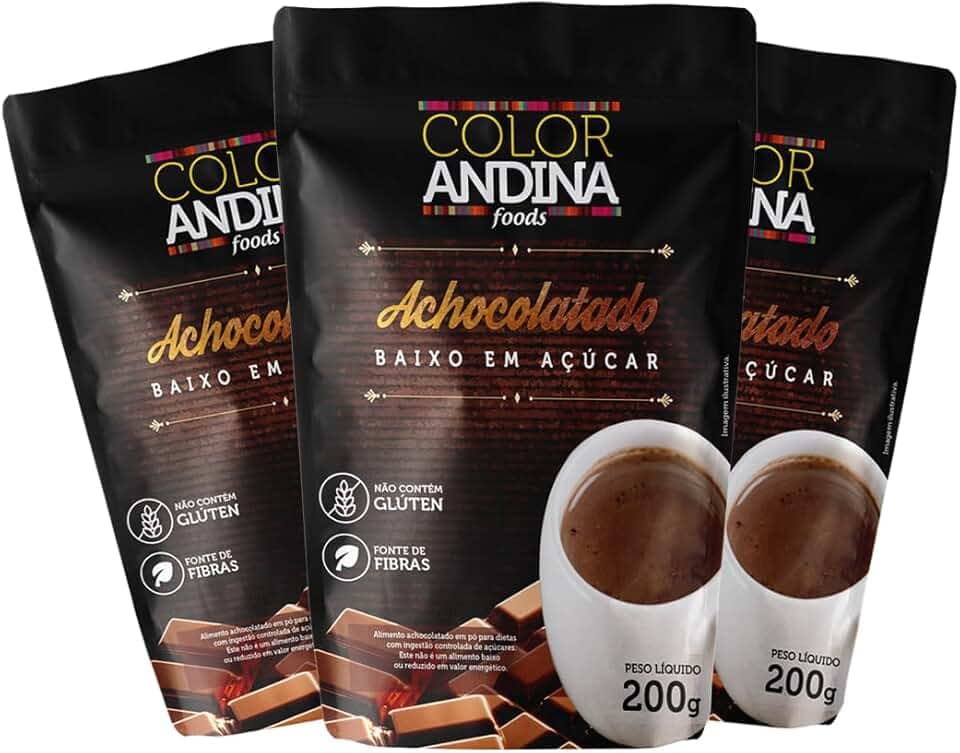 Achocolatado Diet Baixo em Açúcar 200g | Vegano | Cacau 100% Puro - 3 unidades