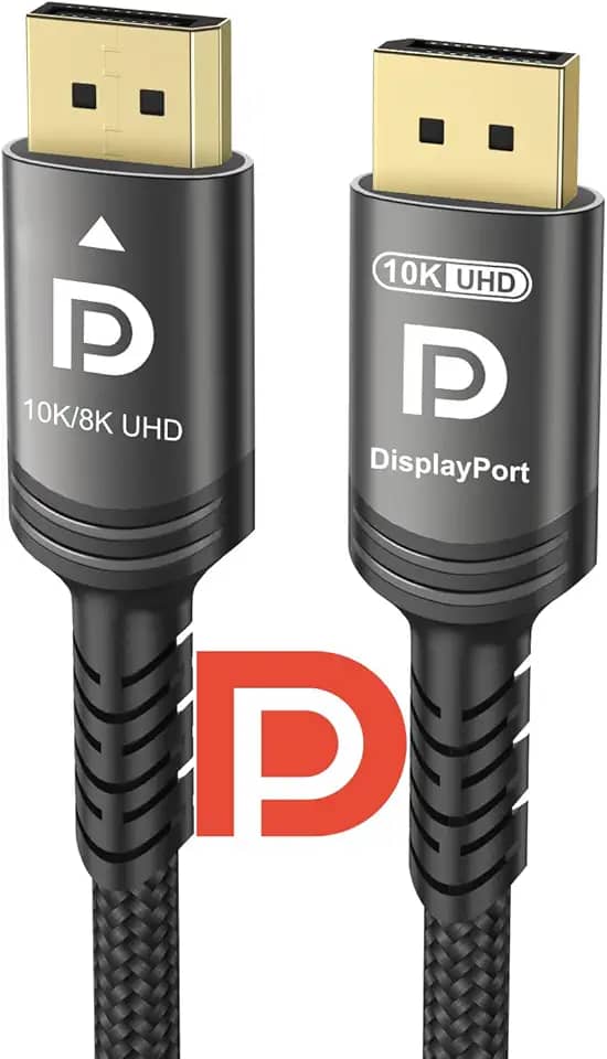 Cabo DisplayPort 2.1 10K 8K 54Gbps 5 FT, cabo DP para DP certificado 4K 240Hz 165Hz 144Hz 120Hz 10K 8K 120Hz Nylon trançado UHBR HDCP2.3 FreeSync G-Sync RTX5090 projetor para PC monitor de