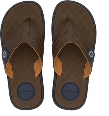 Chinelo Cartago Alabama Masculino Fascite Plantar Ortopédico - Marrom/Bege/Cinza