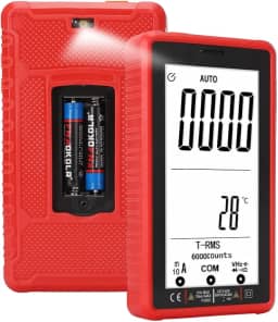 Multímetro Digital Automático Vermelho Alta Precisão, Detecção NCV sem Contato e Kit Completo