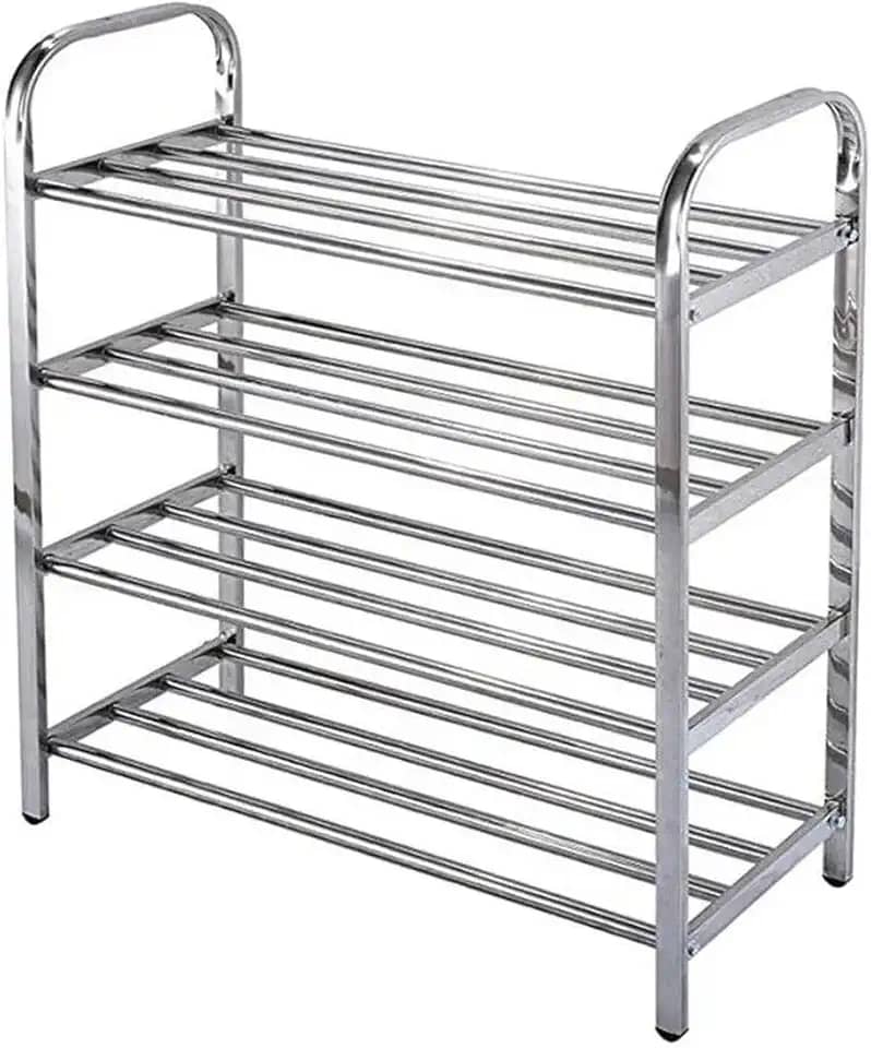 Sapateira Prateleira Inox 4 Andares Sapato Calçado Tenis Estante Casa Corredor Recepçao Entrada Organizador Multiuso