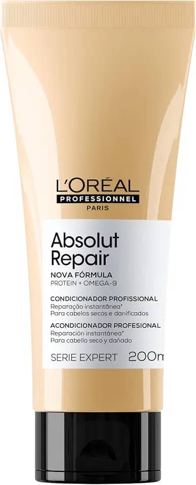 L'Oréal Professionnel Condicionador Absolut Repair, Tratamento Capilar com Proteína, Repara Danos e Promove Brilho, Com Quinoa & Proteínas, Para cabelos secos e danificados, 200ml
