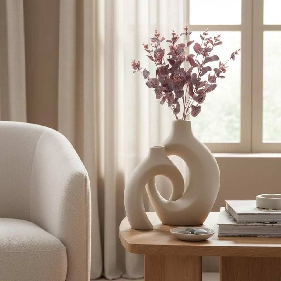 Vasos Decorativos De Cerâmica Entrelaçados (02 Ninho)