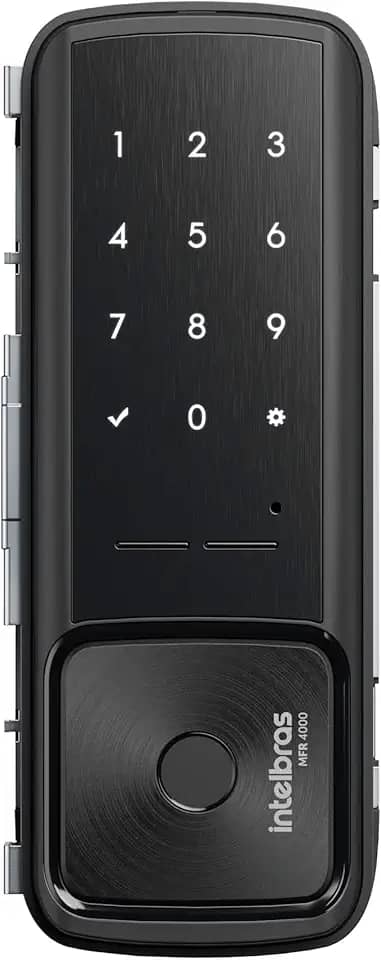 Fechadura Inteligente de Sobrepor Para Portas de Vidro MFR 4000 Preto Intelbras