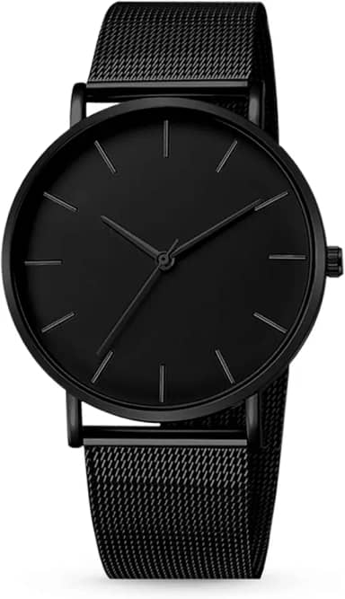 Relógio Masculino Preto Resistente à àgua 40mm Minimalista Ultra Fino de Aço Inoxidável Original de Luxo Casual Estiloso Original Relógio de Pulso