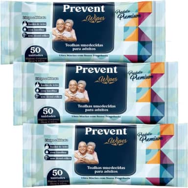 Kit 3 Pacotes de Toalhas Umedecidas Lenço Umedecido Geriátrica 150 Unidades