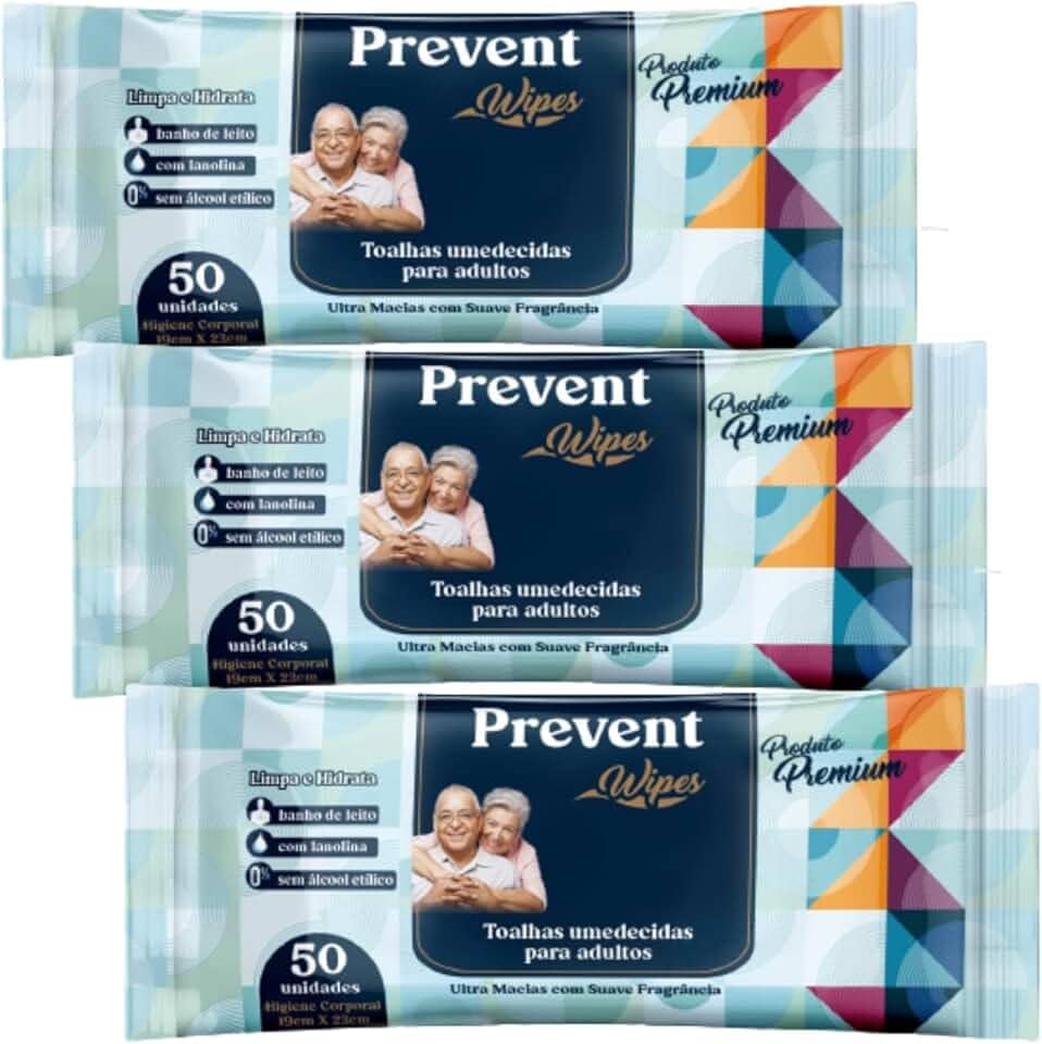 Kit 3 Pacotes de Toalhas Umedecidas Lenço Umedecido Geriátrica 150 Unidades