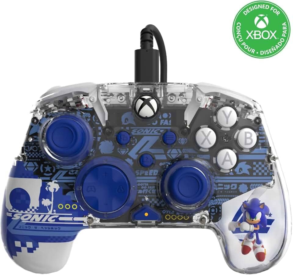 PDP REALMz Wired Xbox Controller Licensed for Series X|S, Xbox One, Windows 10/11 PC, LED Lighting Collectible Sonic Superstars, Programmable Buttons/Triggers, PC Control Hub App: Sonic Speed