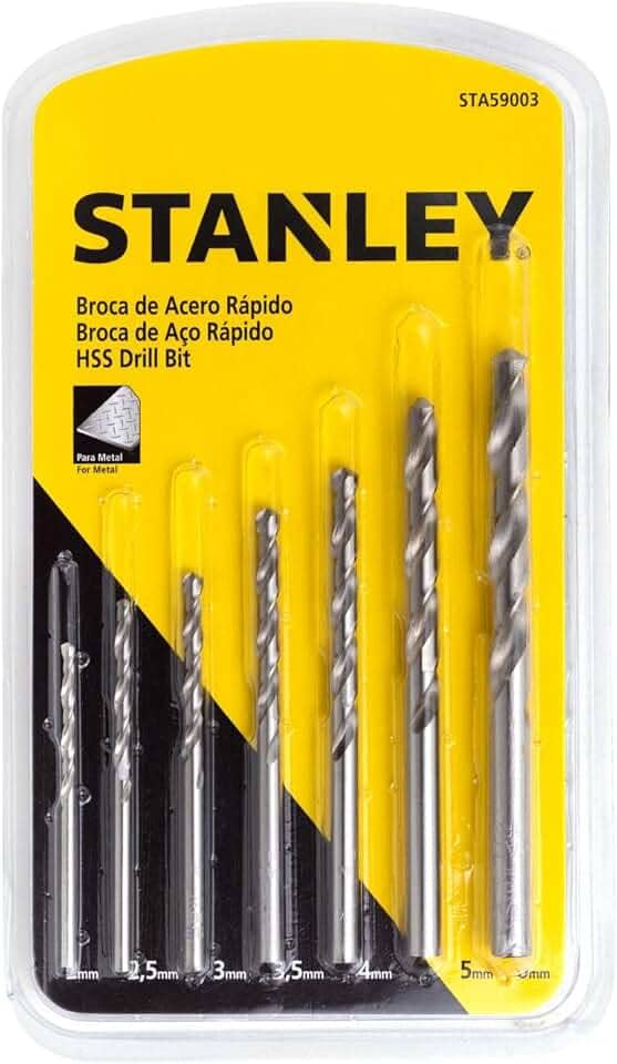 Stanley Conjunto de Brocas Ar Helicoidais, Ferramentas em Aço Rápido de 2 a 6mm, Modelo DW00738, 7 peças