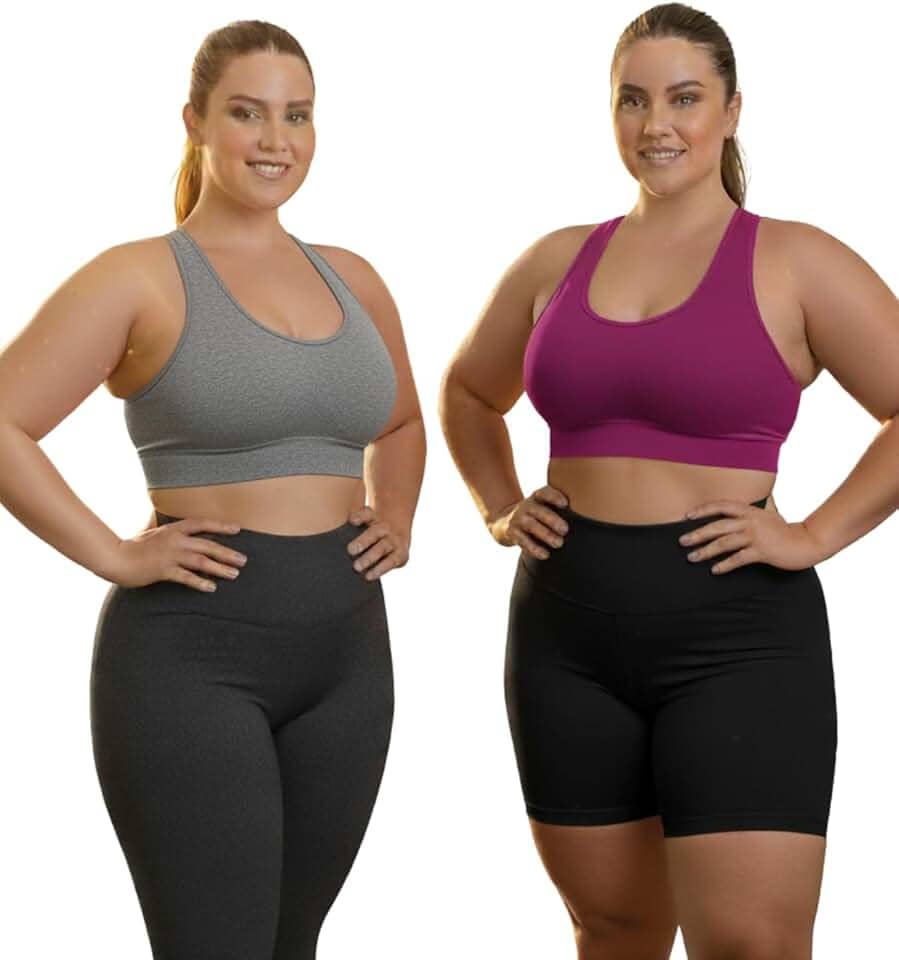 Kit 2 Top Plus Size Reforçado Academia Fitness Nadador Suplex Caminhada e Treino Roupa Feminina