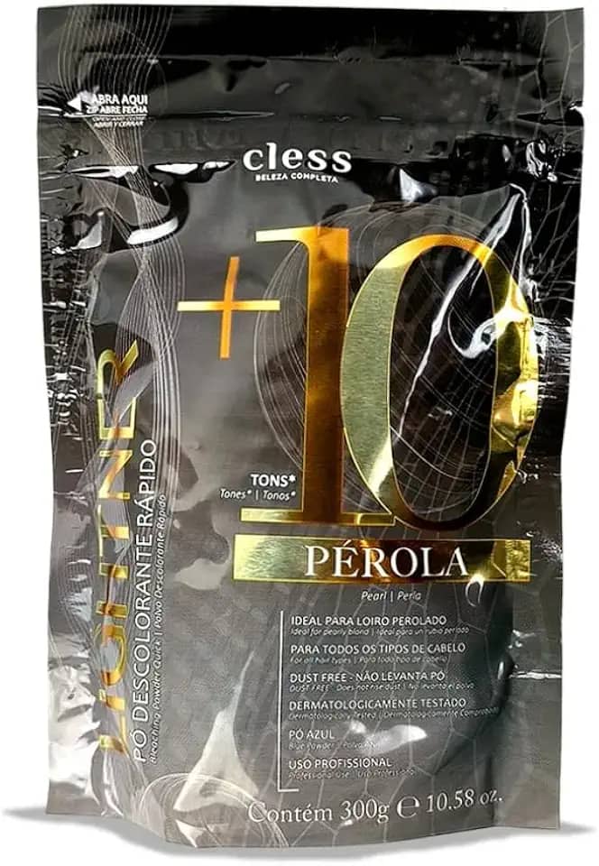 Pó Descolorante Lightner Pérola Clareia Até 10 Tons Fórmula com Extrato de Pérola Protege e Recupera Fios Para Loiro Platinado Profissional Embalagem 300g