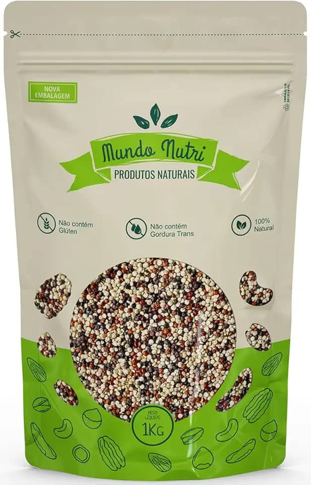 1kg Mix De Quinoa Branca, Preta e Vermelha Grãos Mundo Nutri