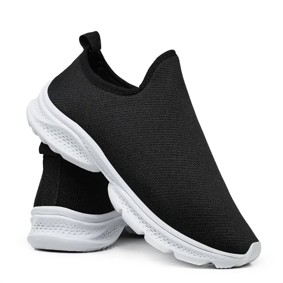 Tênis Feminino Meia Sem Cadarço Calce Facil Caminhada Academia Confortavel Preto