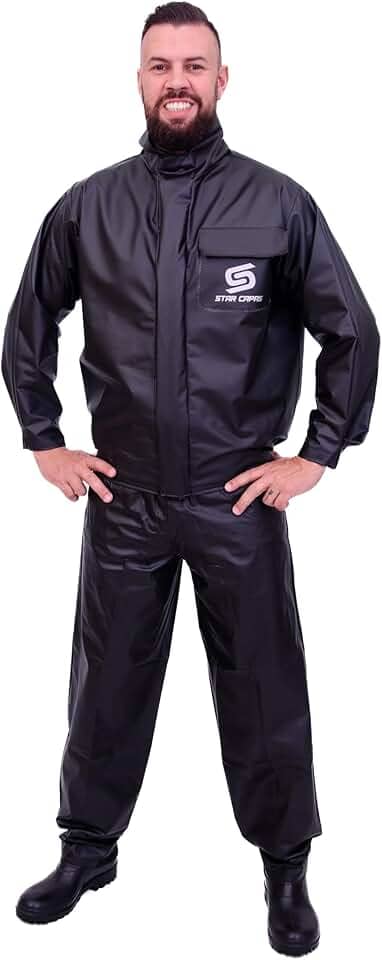 Capa De Chuva Motoqueiro Star Capas Impermeável Conjunto Jaqueta e Calça Motoqueiro Motociclista Motoboy Motogirl Impermeável Masculino e Feminino