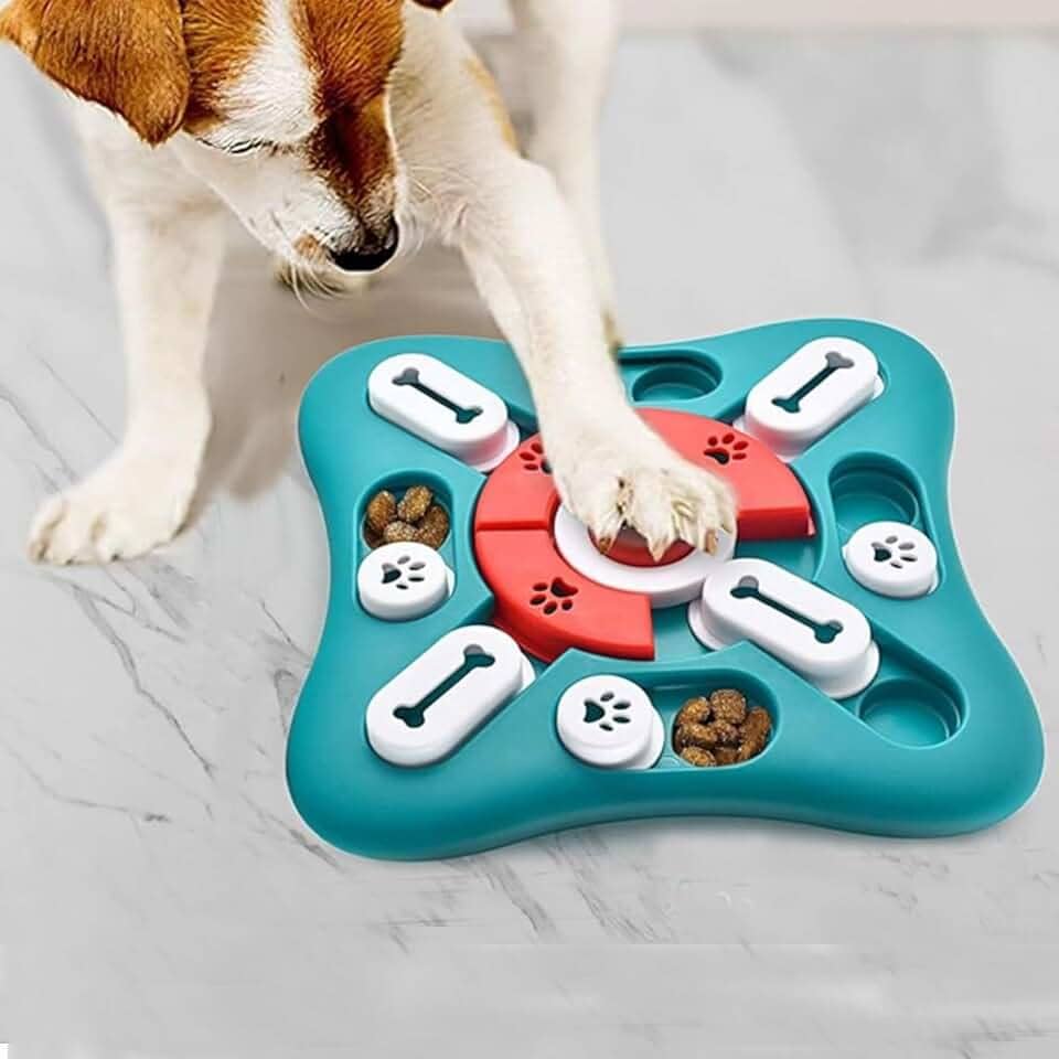 Brinquedo Interativo Alimentação De Cães e Gatos Brinquedo Esconde Ração Quebra Cabeça Treinamento (Azul)