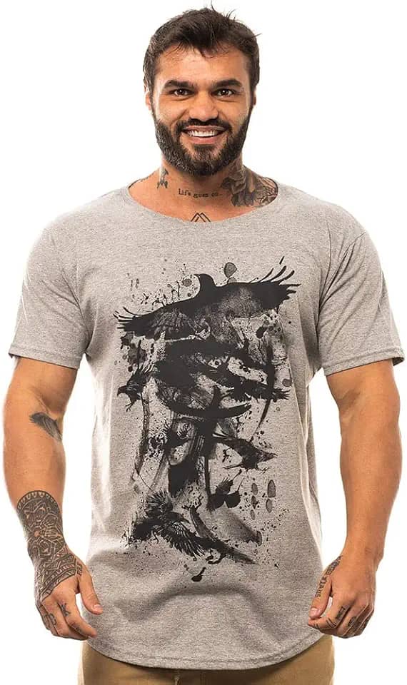 Camiseta Longline Masculina MXD Conceito Estampas Variadas