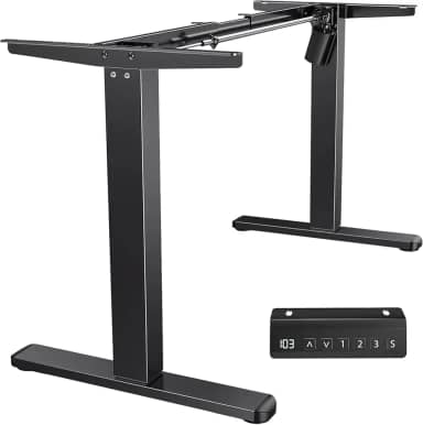 Estrutura de Mesa Elétrica Ajustável para Trabalho em Pé e Sentado – 3 Configurações de Memória, Altura de 72cm a 120cm, Base Ergonômica e Design Silencioso (Preto)
