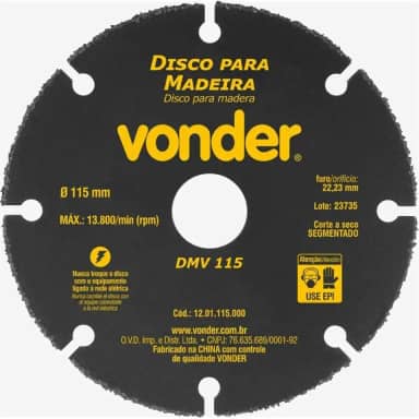 Vonder, Disco De Corte Para Madeira, 115 Mm, Dmv 115.